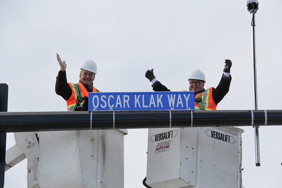 46 Street in Leduc was re-named Oskar Klak Way after Oskar Klak who was Mayor in 1983 when Leduc was incorporated as a city