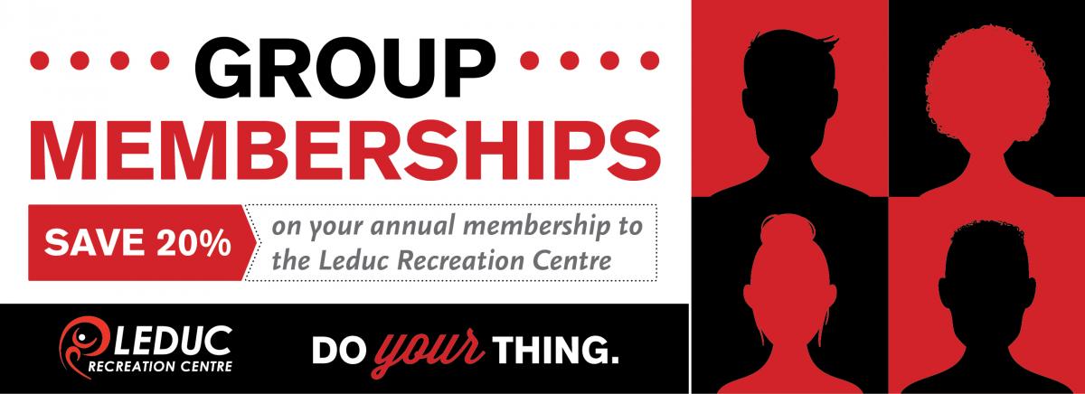 Group Memberships - Save 20% on your annual membership to the Leduc Recreation Centre