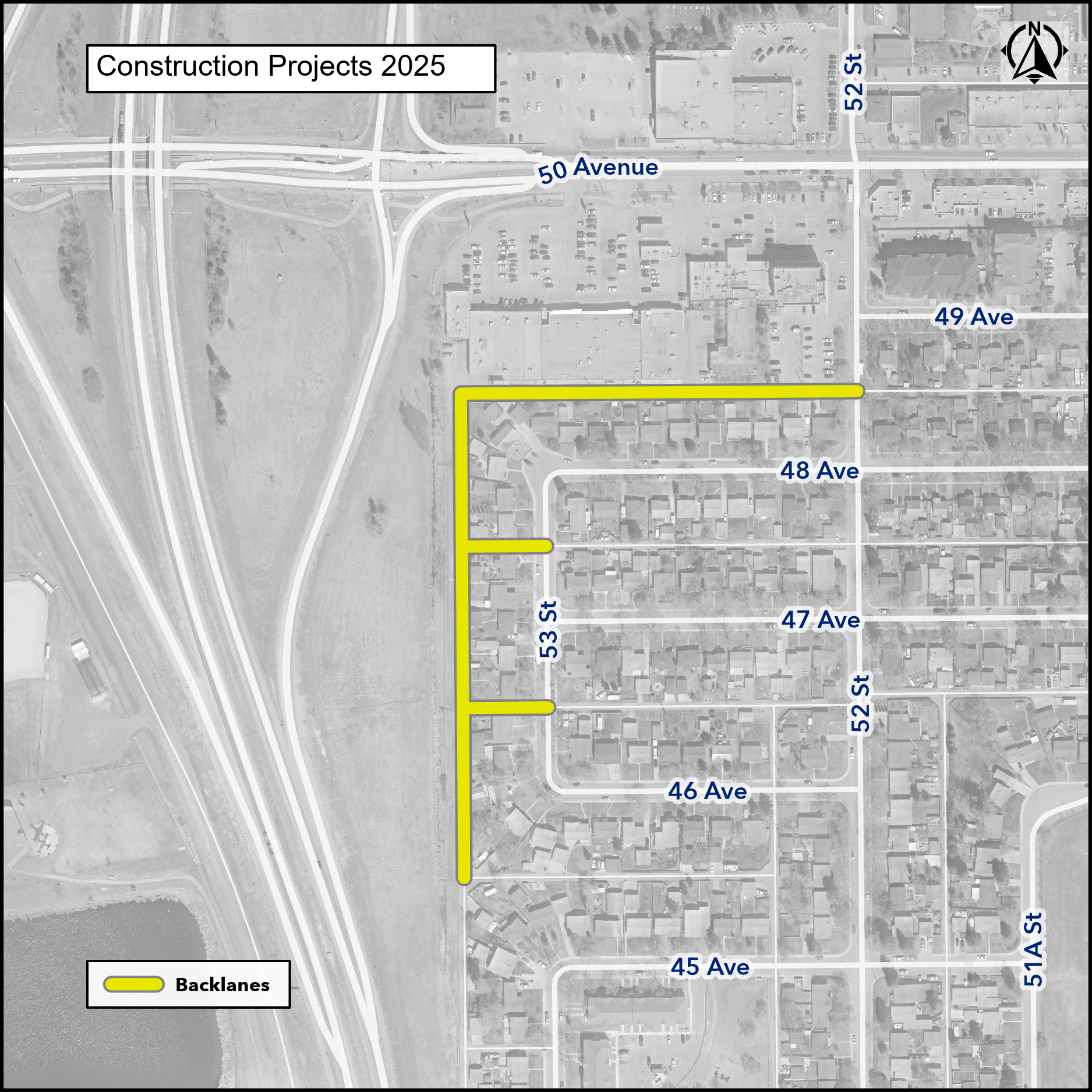 City of Leduc Back Lanes 2025 Map