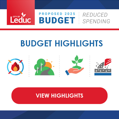 Visual CTA to direct users to the Proposed 2025 Budget Highlights for Leduc