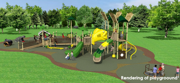 Rendering of Willow Park Playground Front View