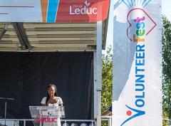 Someone speaking during Volunteerfest